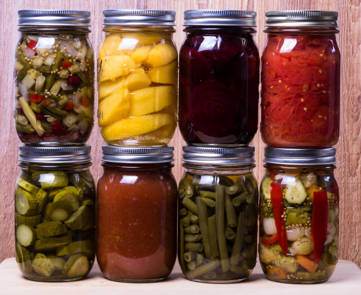 Jars of canned home produce