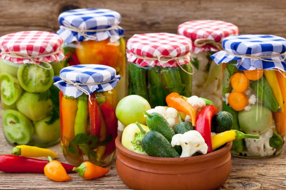 A variety of colorful canned vegetables