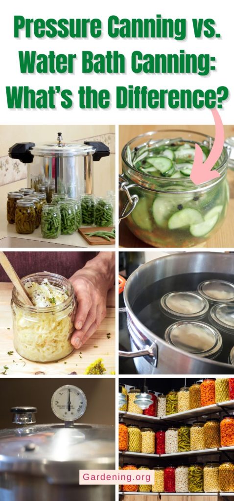 Pressure Canning vs. Water Bath Canning: What’s the Difference? pinterest image.