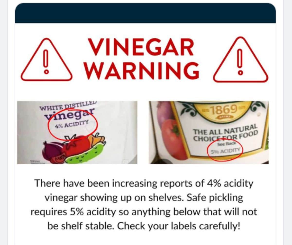 Vinegar Warning post screenshot from Utah State University
