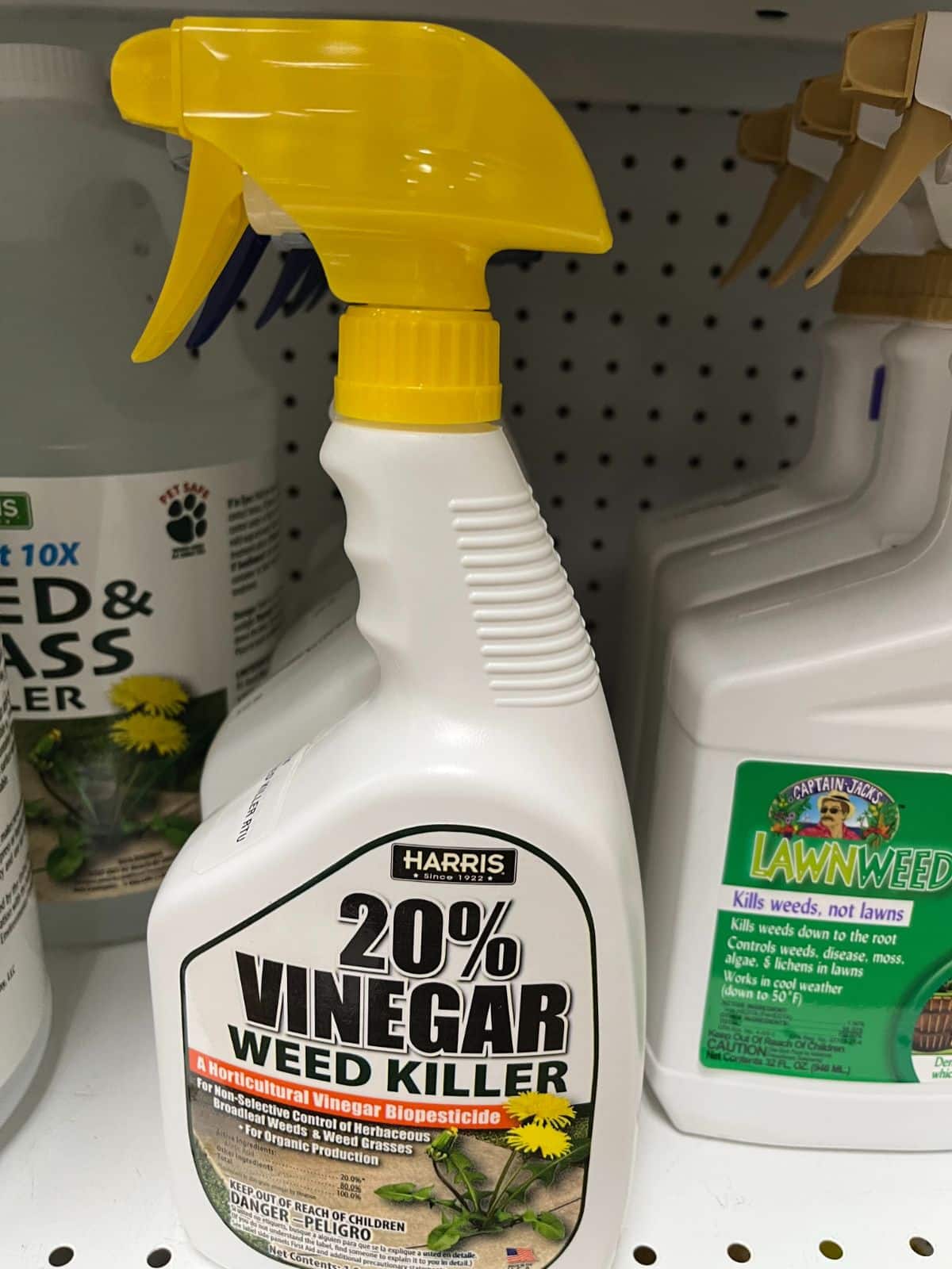 Horticultural vinegar in a spray sized bottle on a store shelf