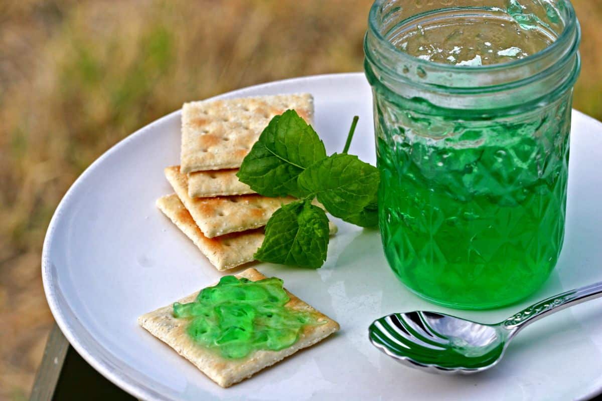 Bright green mint jelly