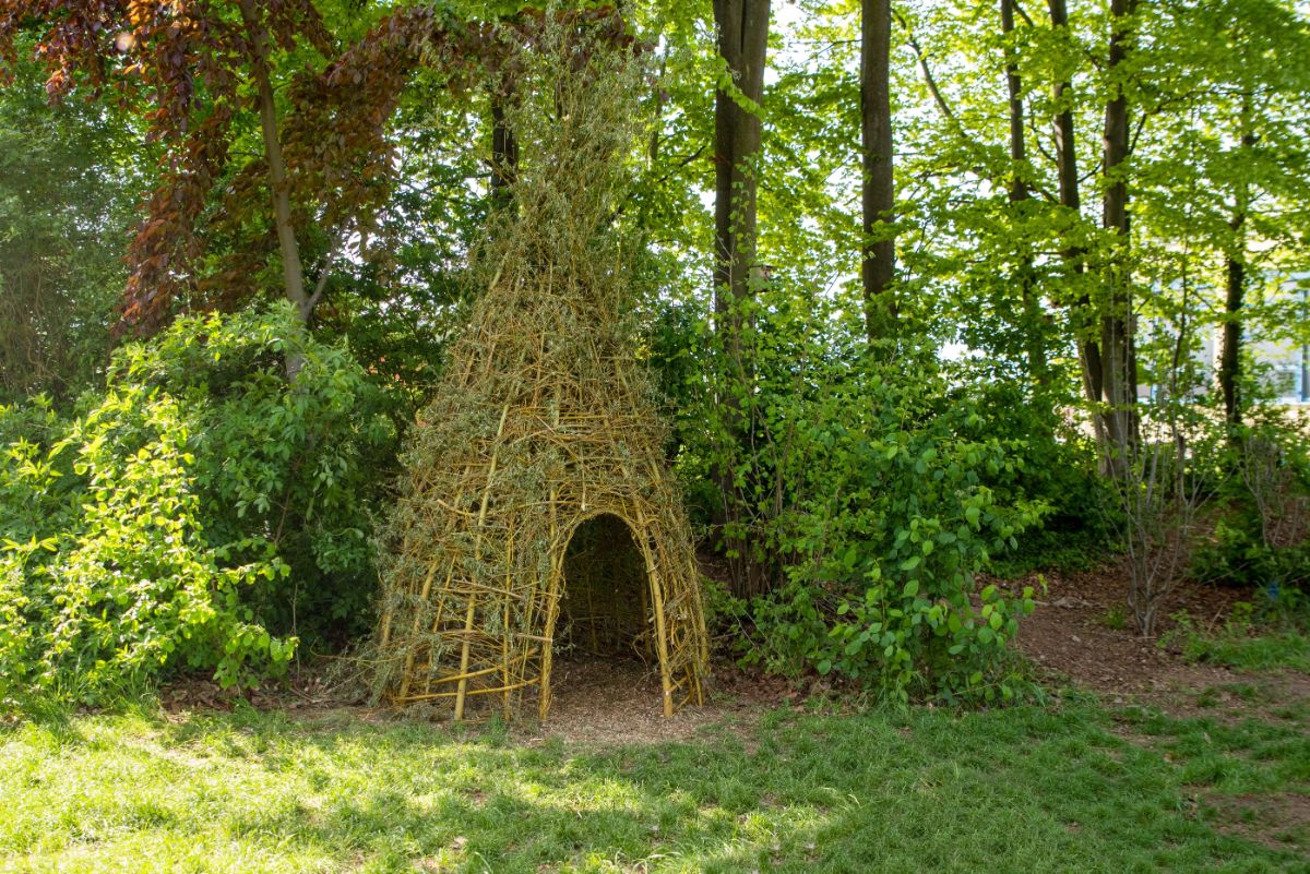 A playhouse made from natural materials