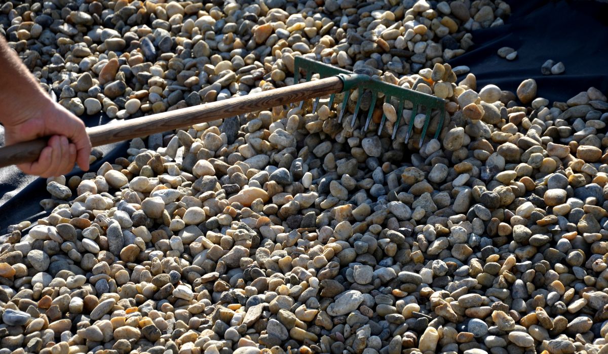 Stone gravel used as garden mulch