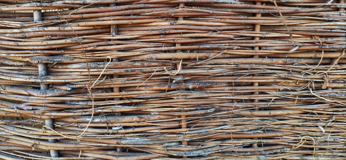 A woven dead hedge fence