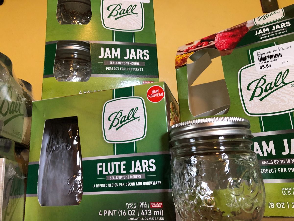 New canning jars in boxes