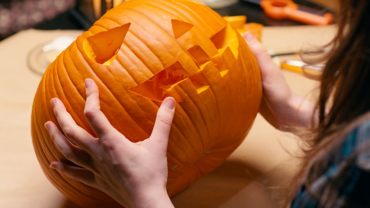 A carved pumpkin ready to preserve