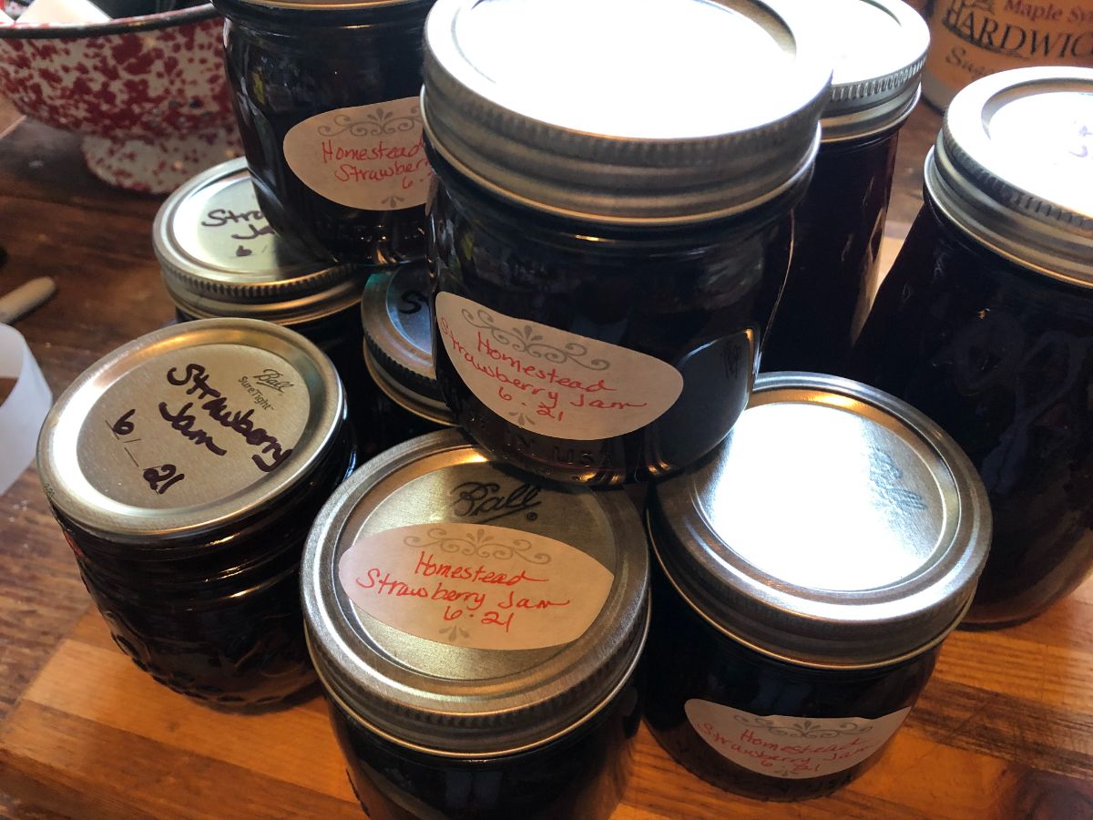 Jars of fresh homemade jam