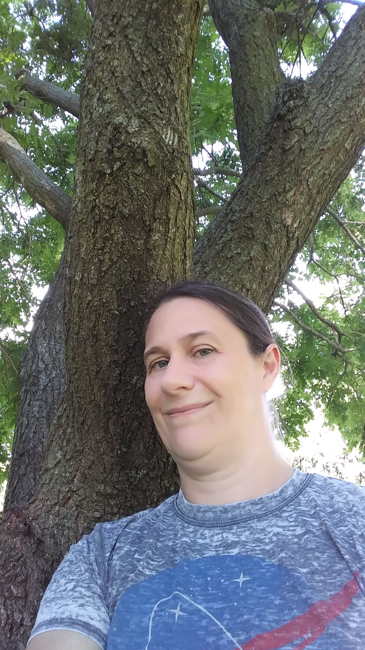 A gardener standing with a golden rain tree