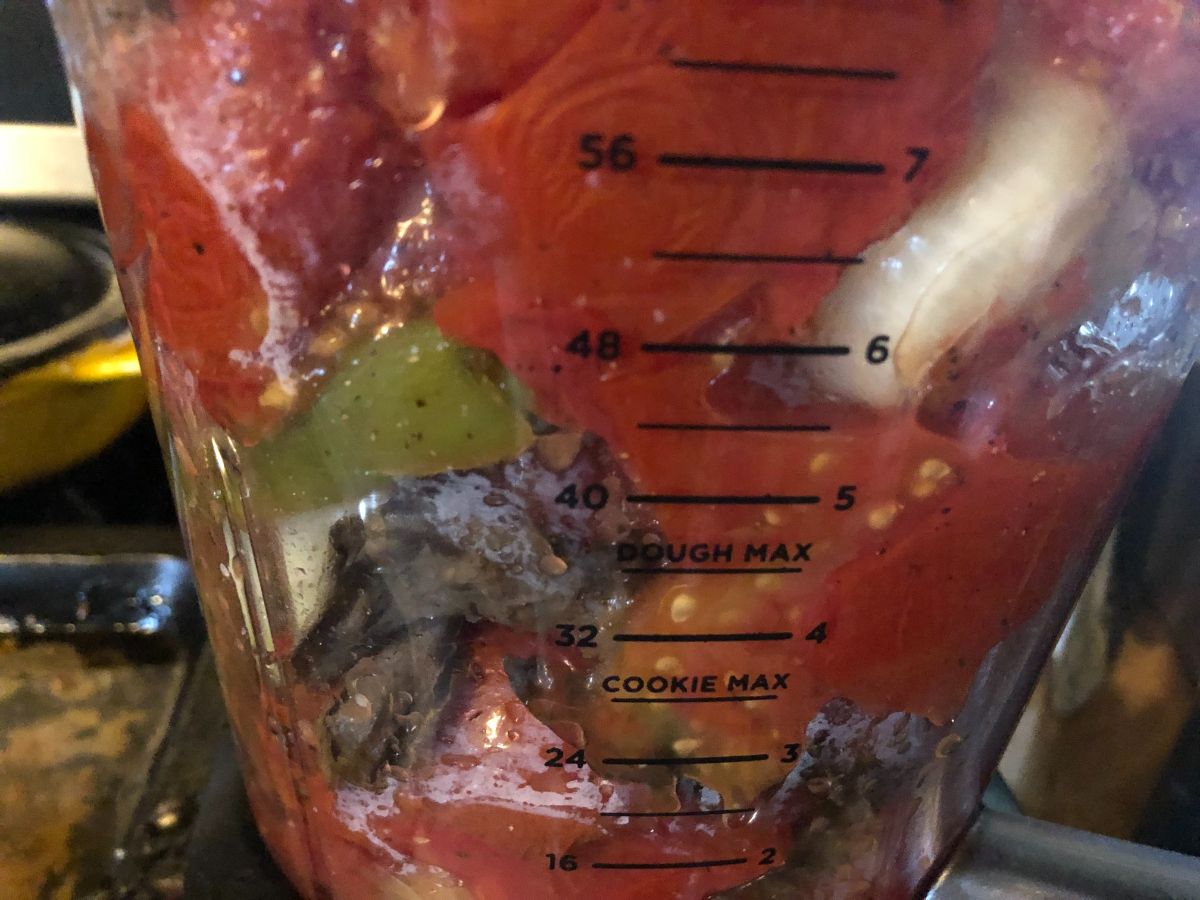 Tomatoes in a blender for sauce making