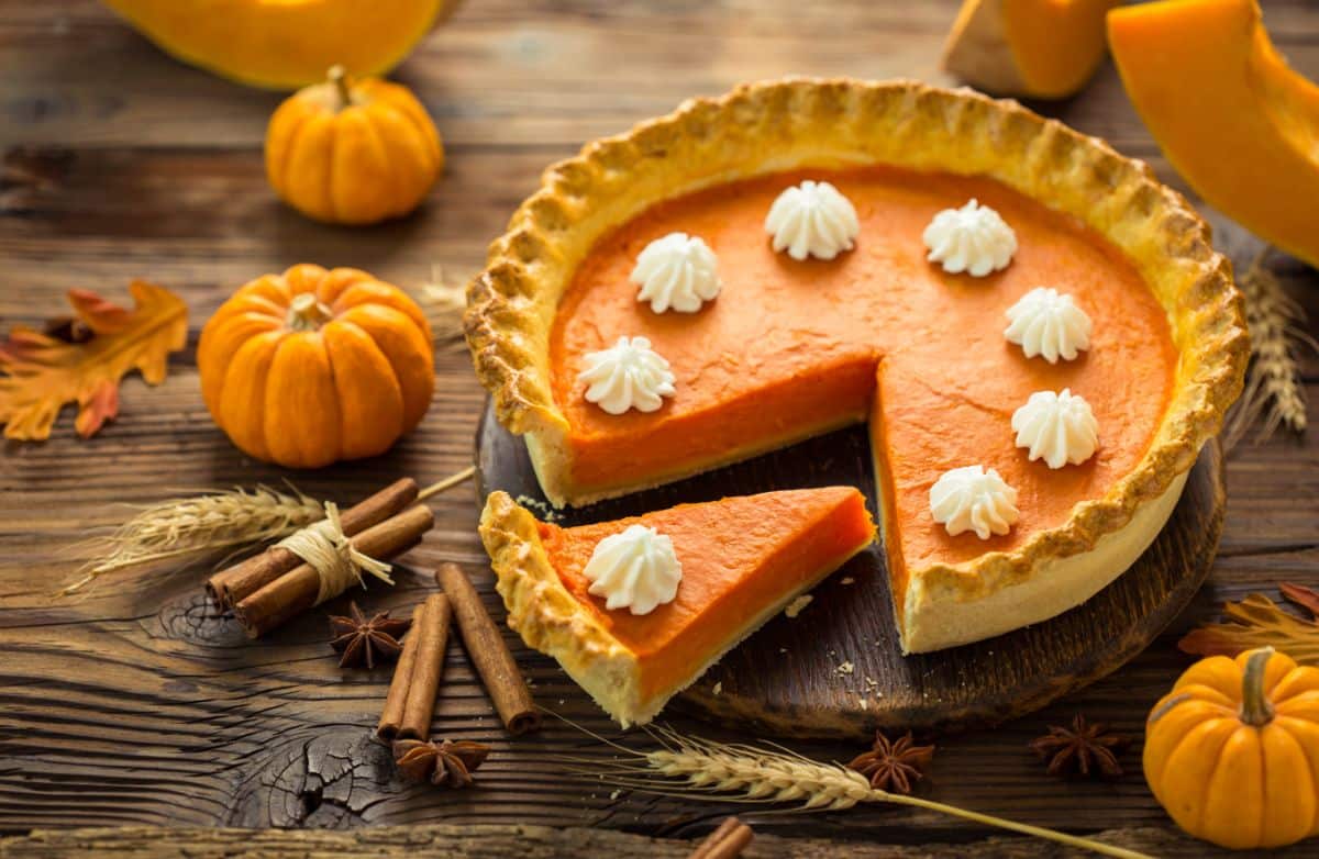 Sliced pumpkin pie