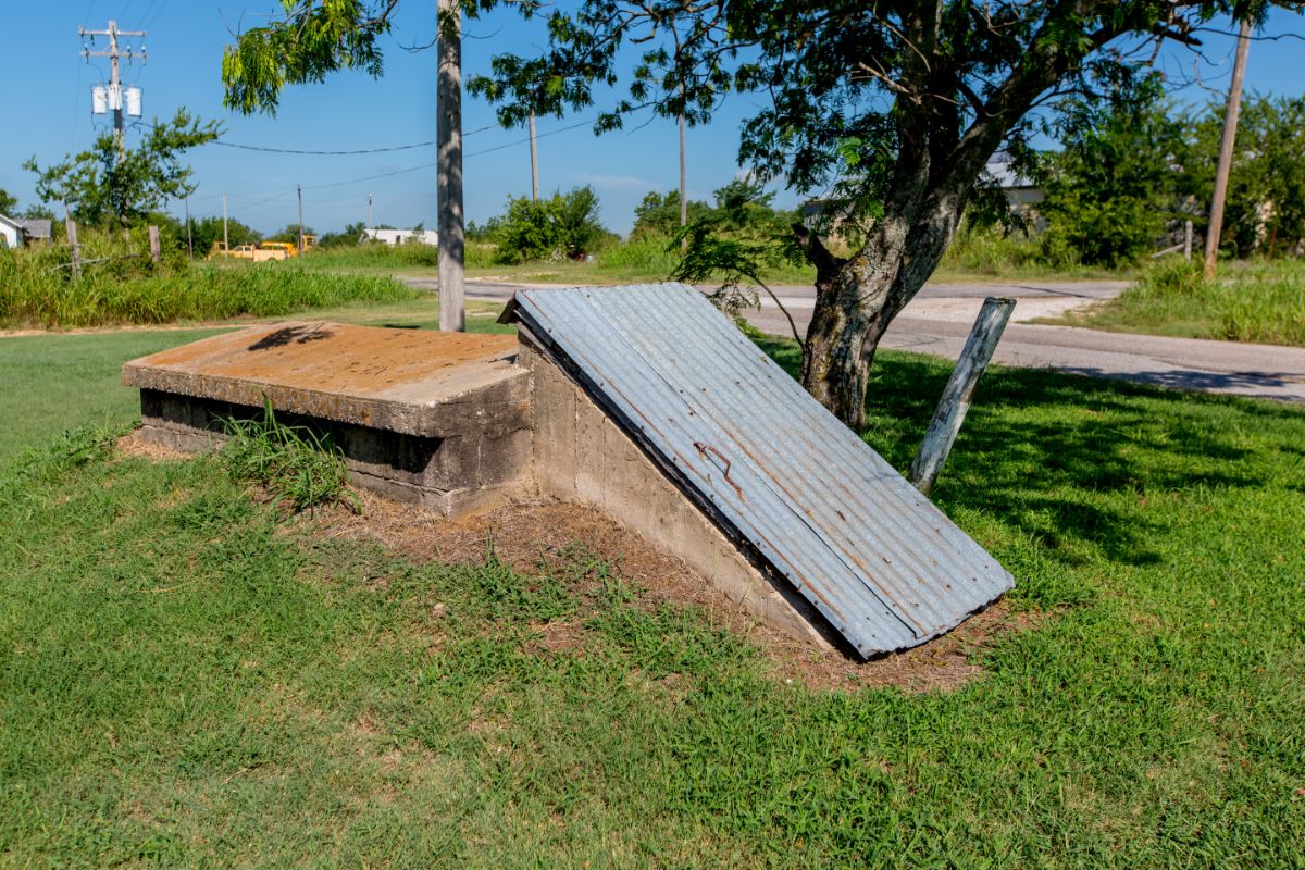 A root cellar built outside in the ground