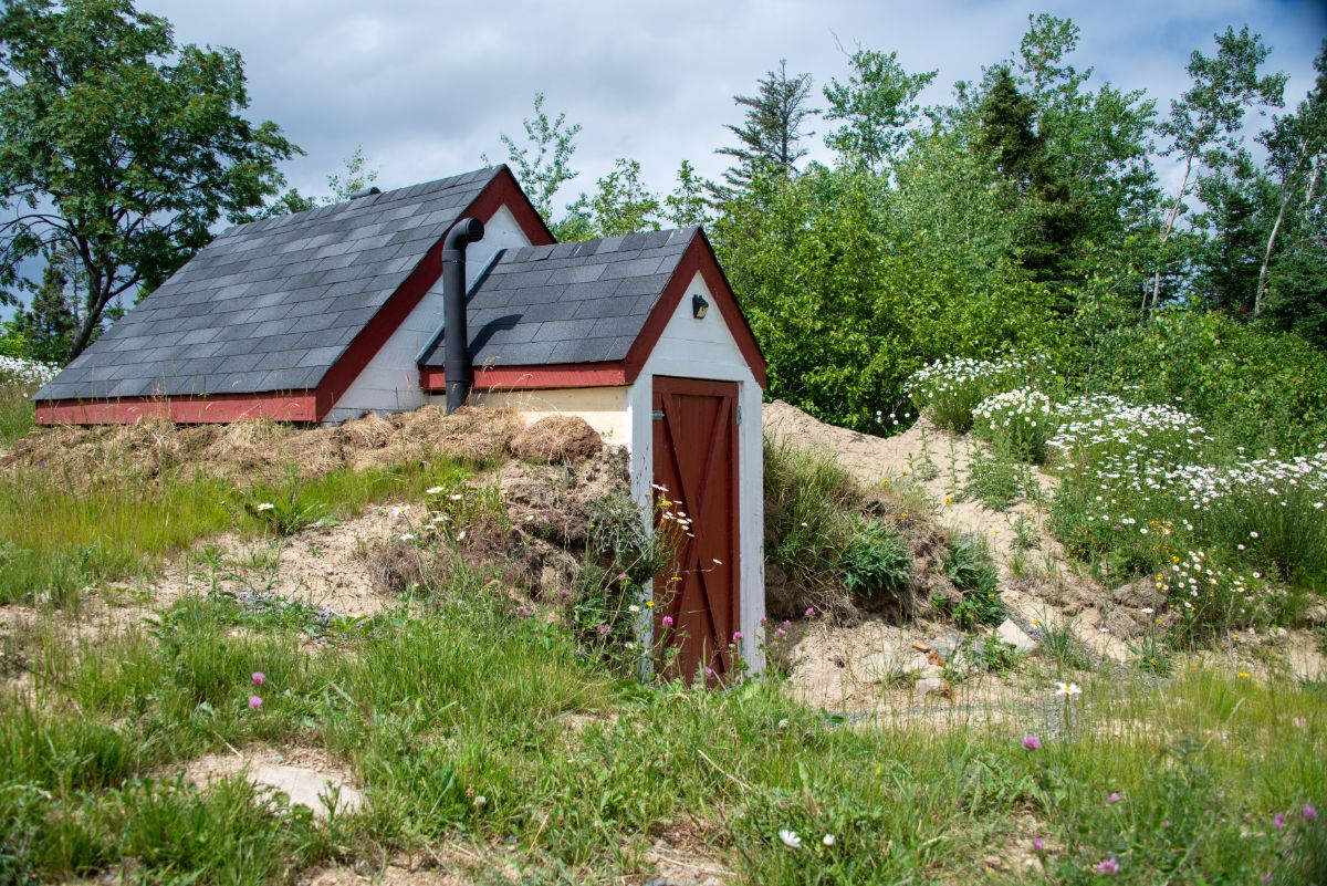A root cellar structure built in a hillside