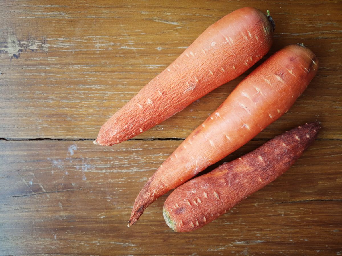 Carrots showing some shriveling 