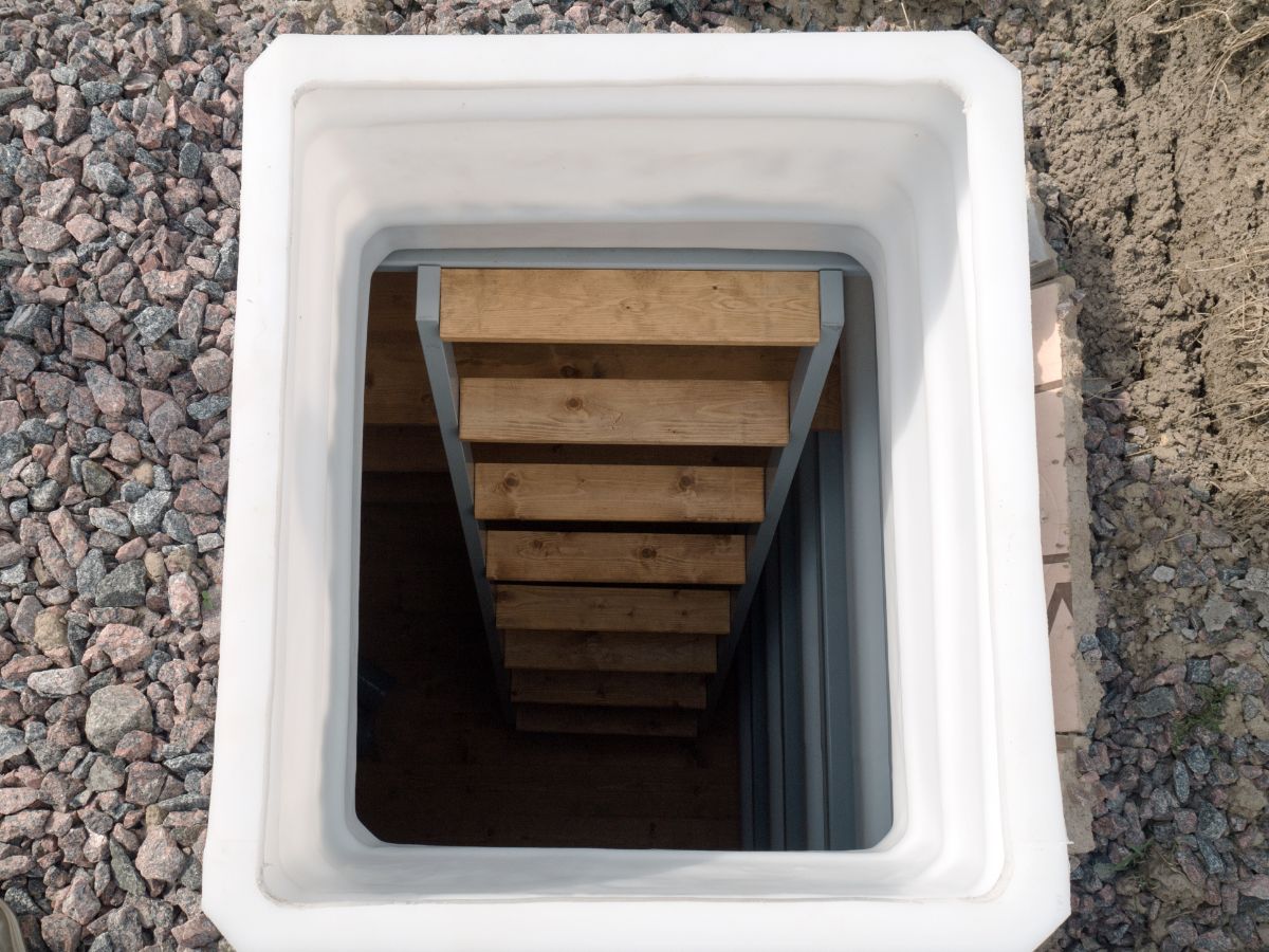 A ladder down into a root cellar
