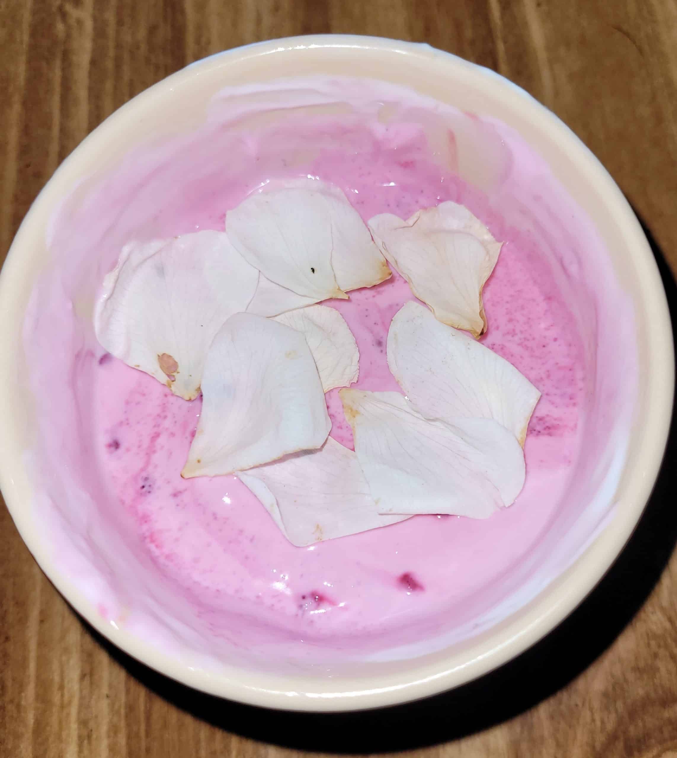 Rose petals in yogurt