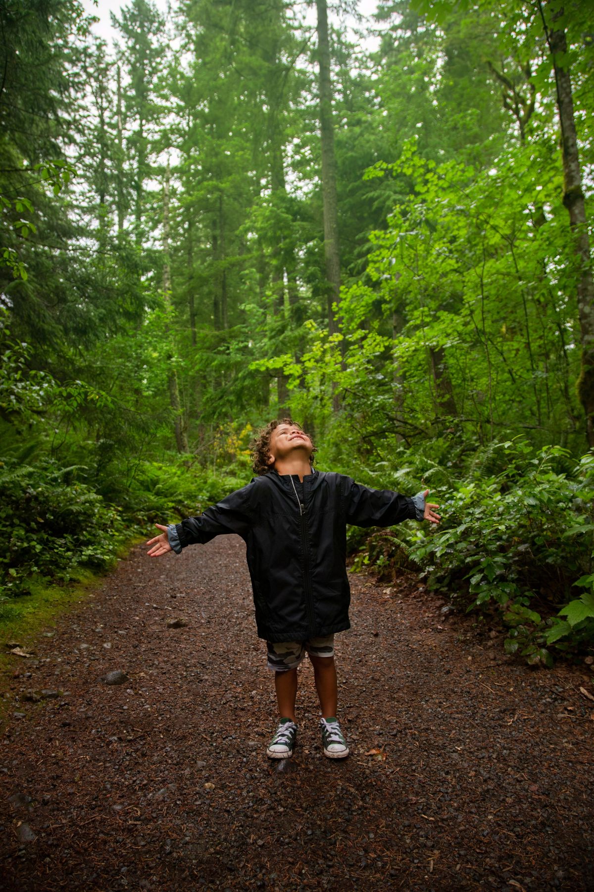 A child enjoying nature in a forest 