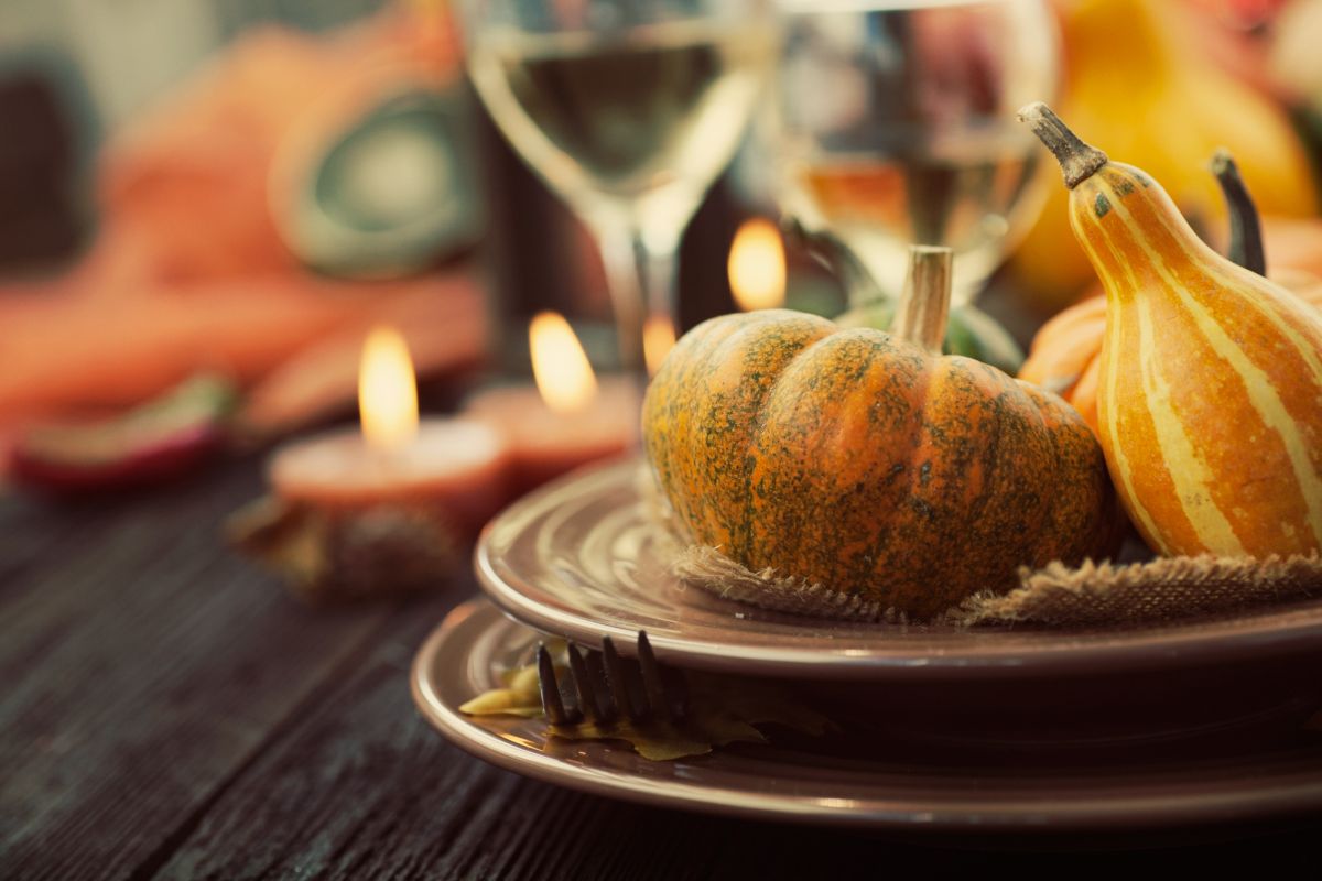 Gourds on holiday plates
