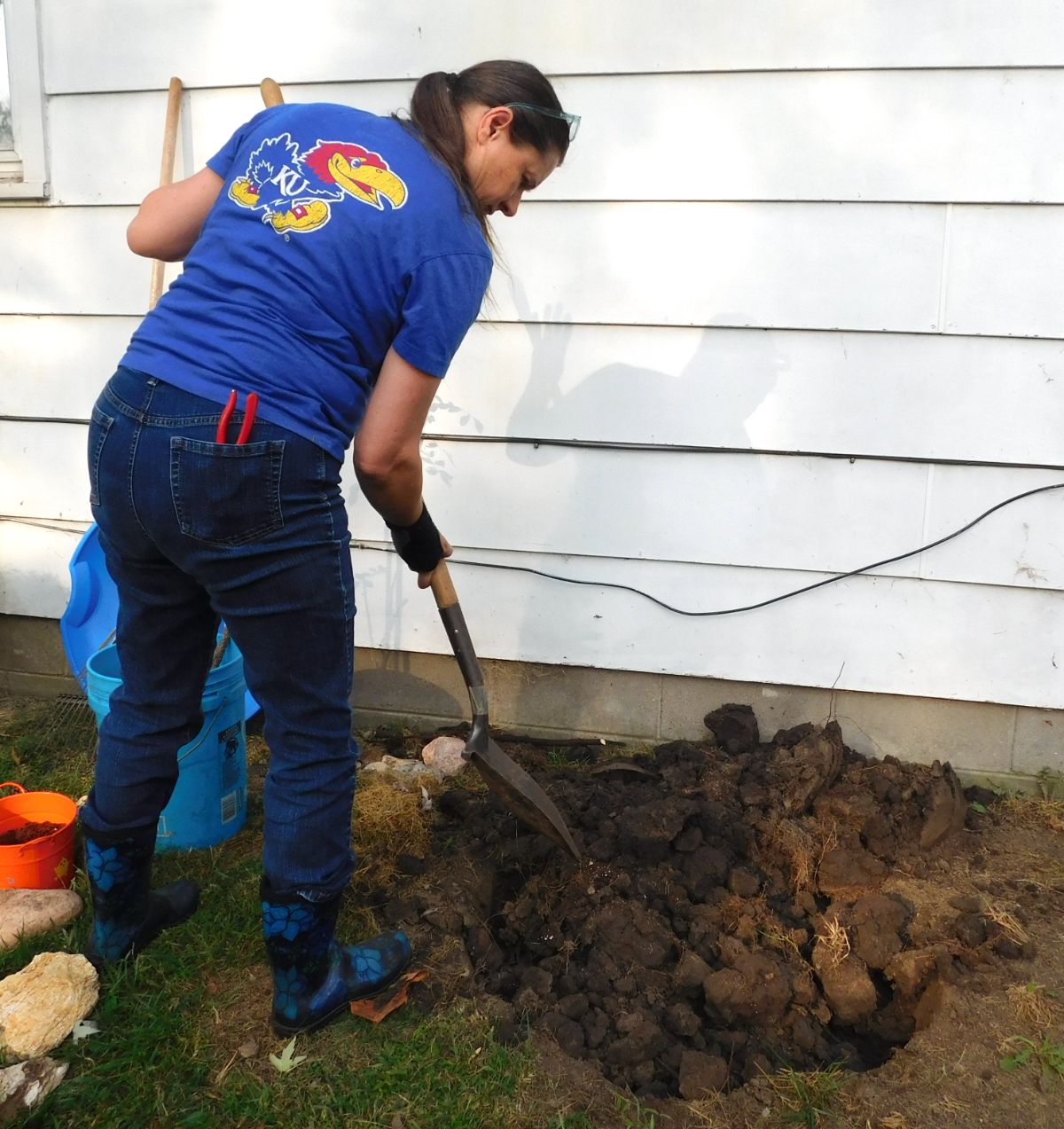 Digging in garden soil