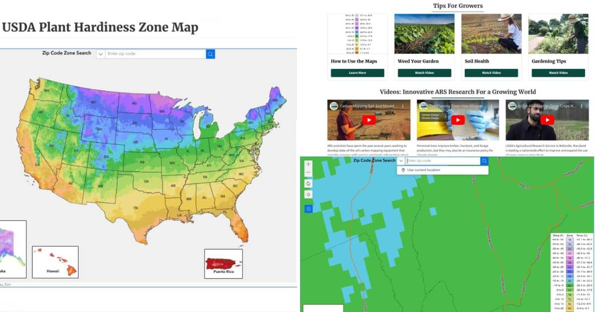 Collage showing updated USDA Plant Hardiness changes
