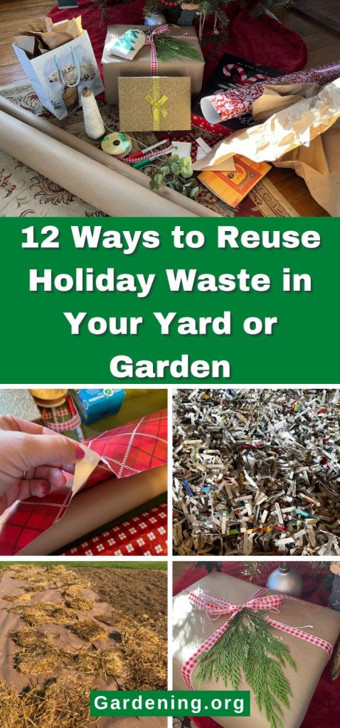 12 Ways to Reuse Holiday Waste in Your Yard or Garden pinterest image.