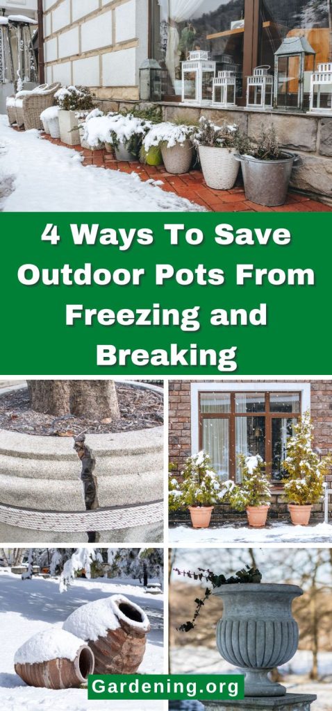 4 Ways To Save Outdoor Pots From Freezing and Breaking pinterest image.