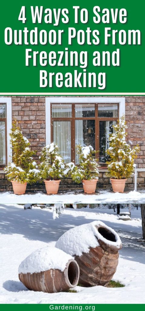 4 Ways To Save Outdoor Pots From Freezing and Breaking pinterest image.