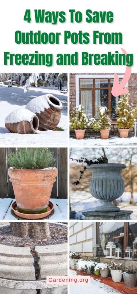 4 Ways To Save Outdoor Pots From Freezing and Breaking pinterest image.