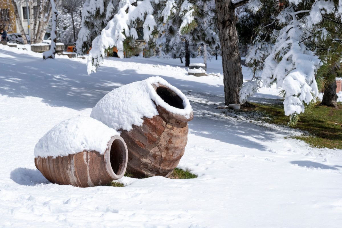 Plant pots tipped on their sides