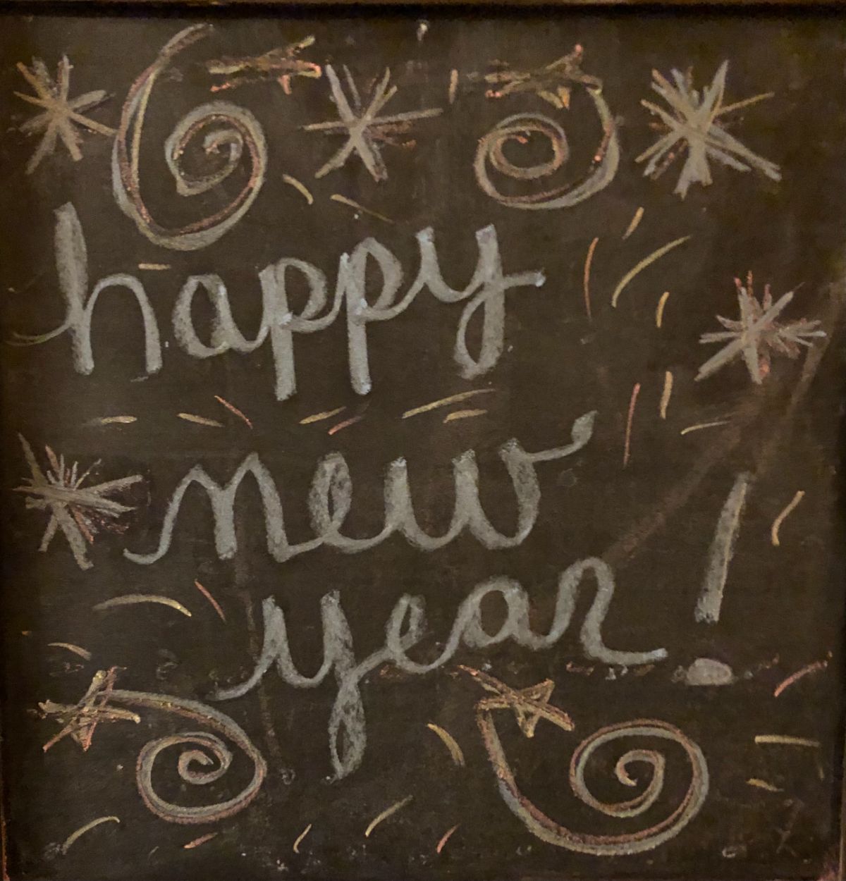 Happy New Year written on a chalk board