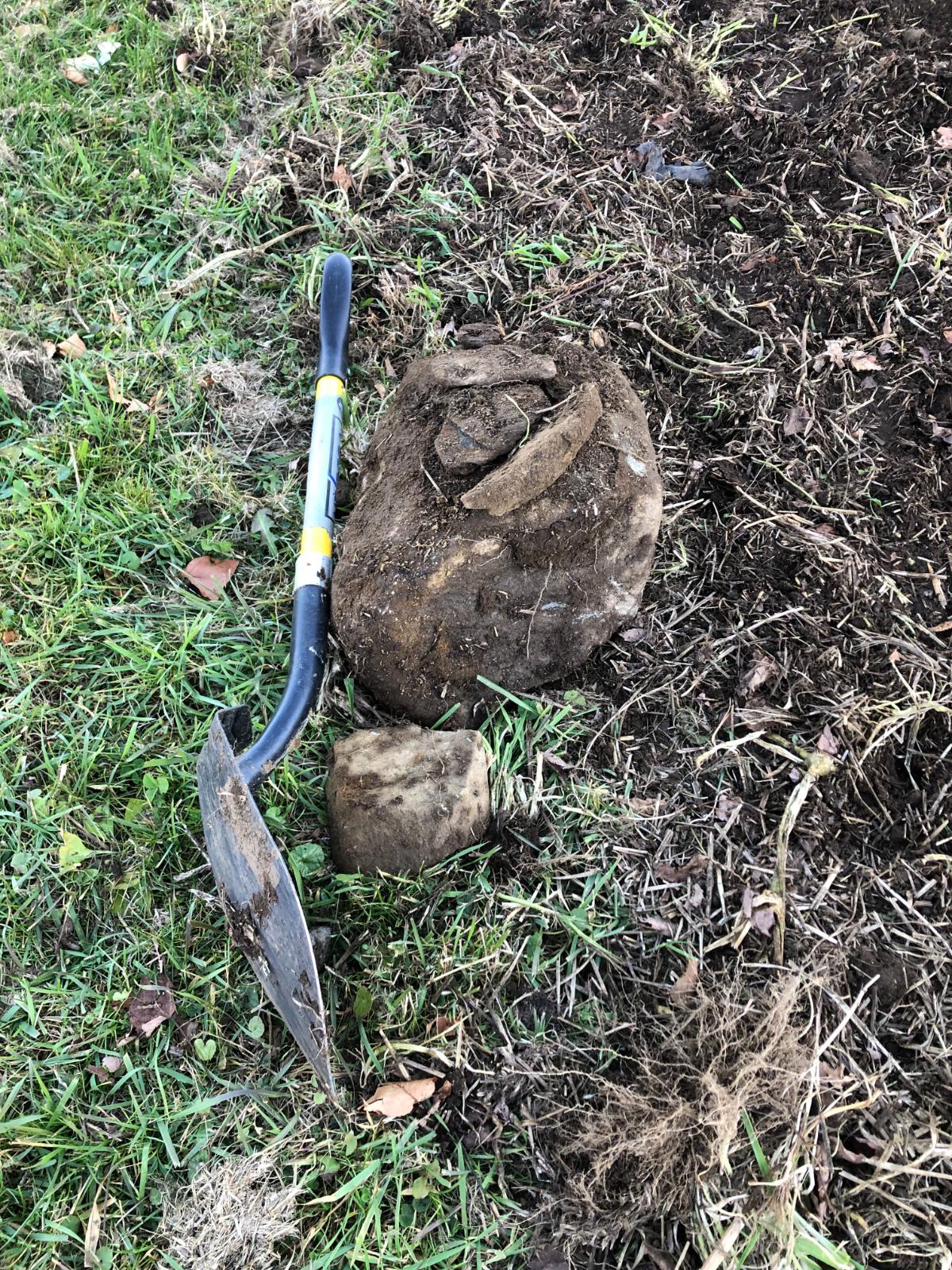 Large rocks dug from a garden