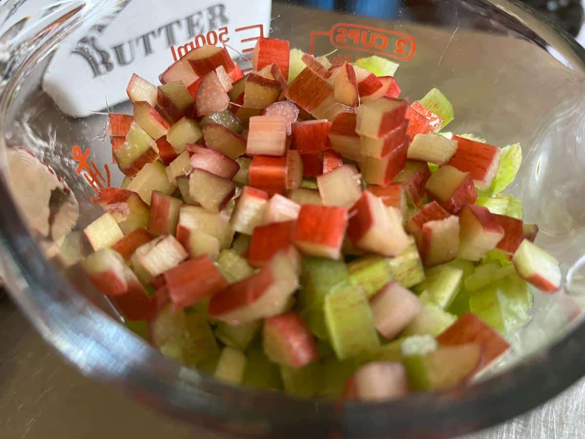 Chopped rhubarb for cookies