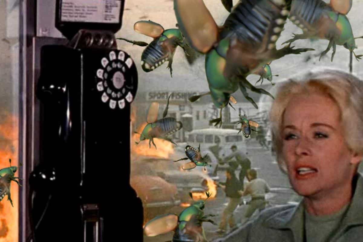 Photoshopped picture of Japanese Beetles over movie clips