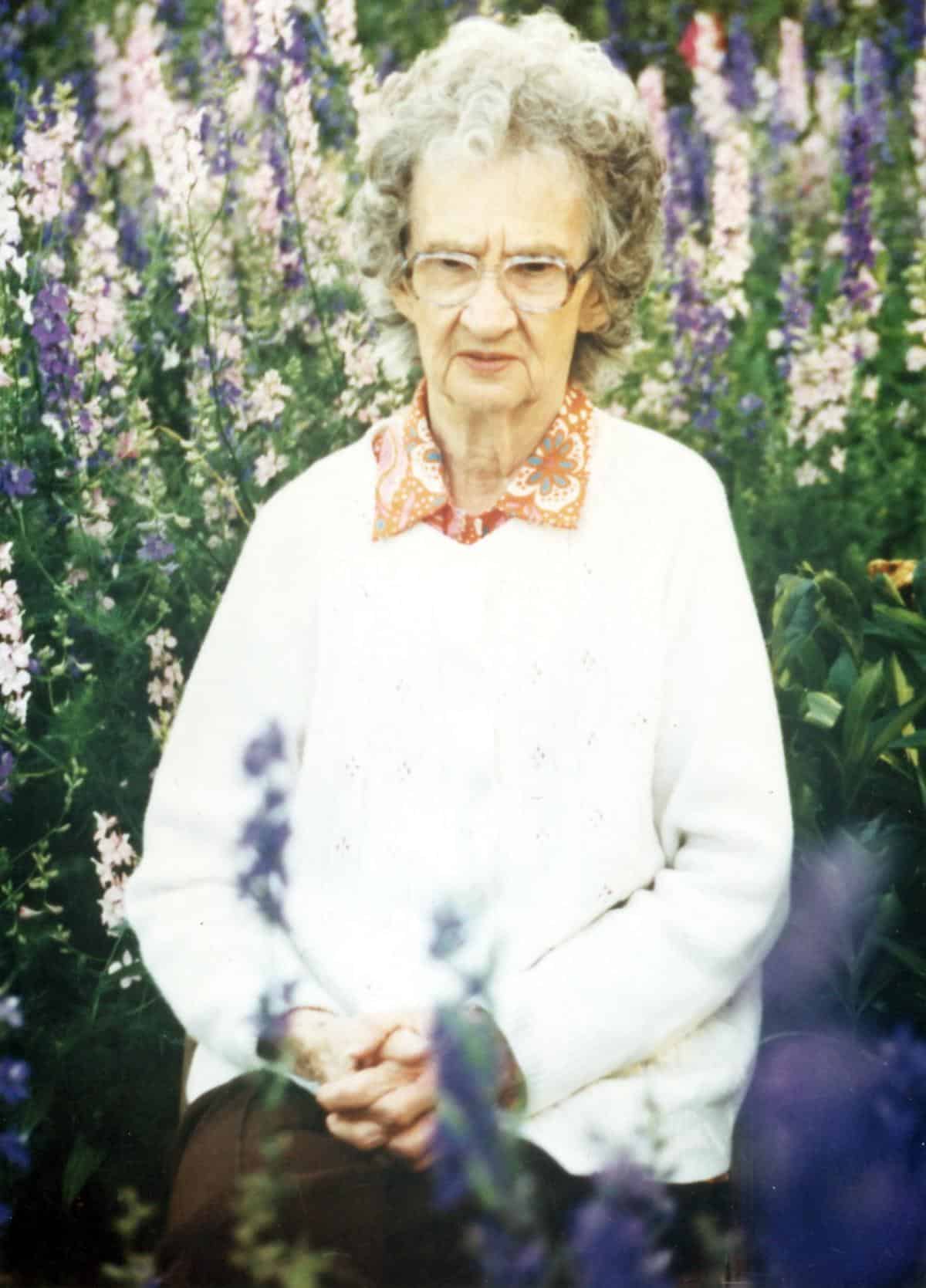 Seed-grown larkspur's with their grower