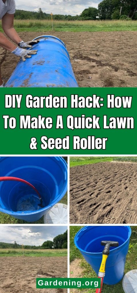 DIY Garden Hack: How To Make A Quick Lawn & Seed Roller pinterest image.