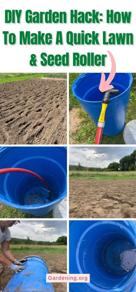 DIY Garden Hack: How To Make A Quick Lawn & Seed Roller pinterest image.