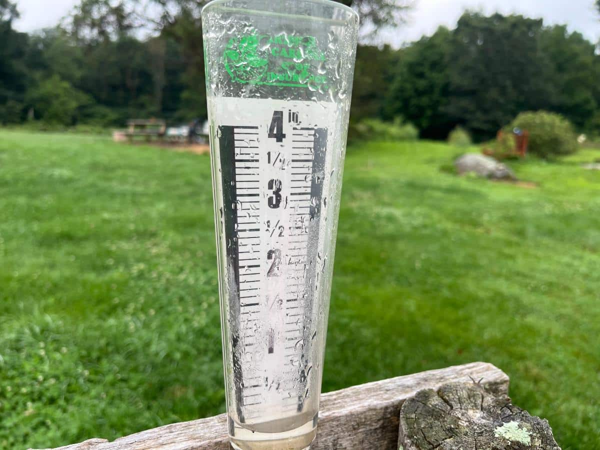 A rain gauge for measuring garden water