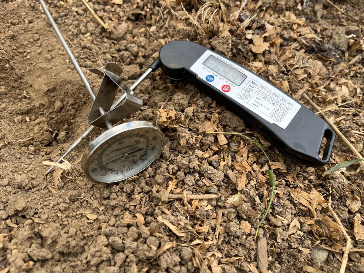 Probe thermometers for taking soil temperatures