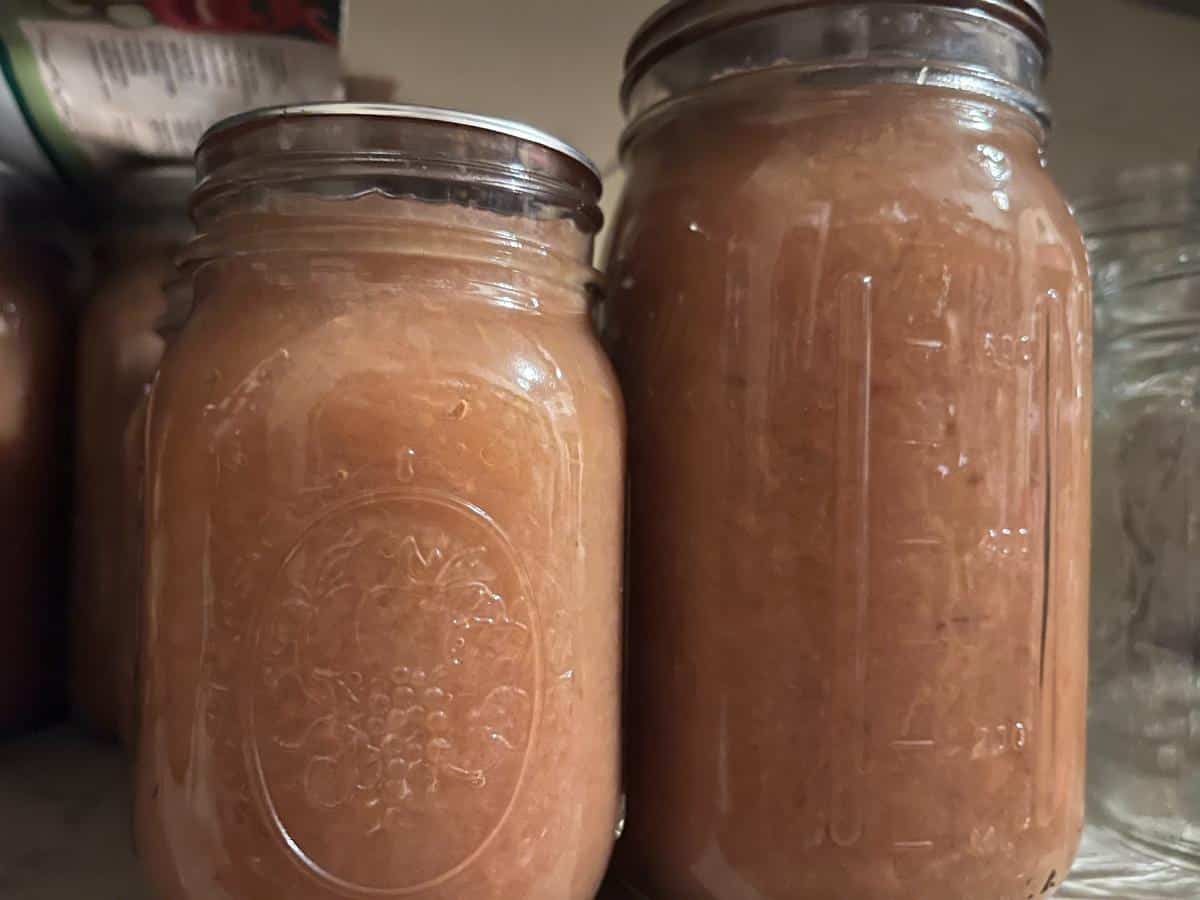 Homemade applesauce in jars