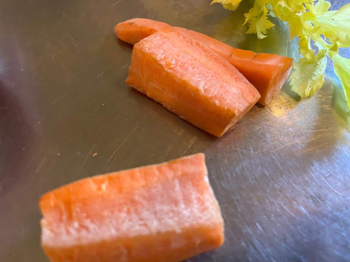 Leftover carrot sticks for a broth bag