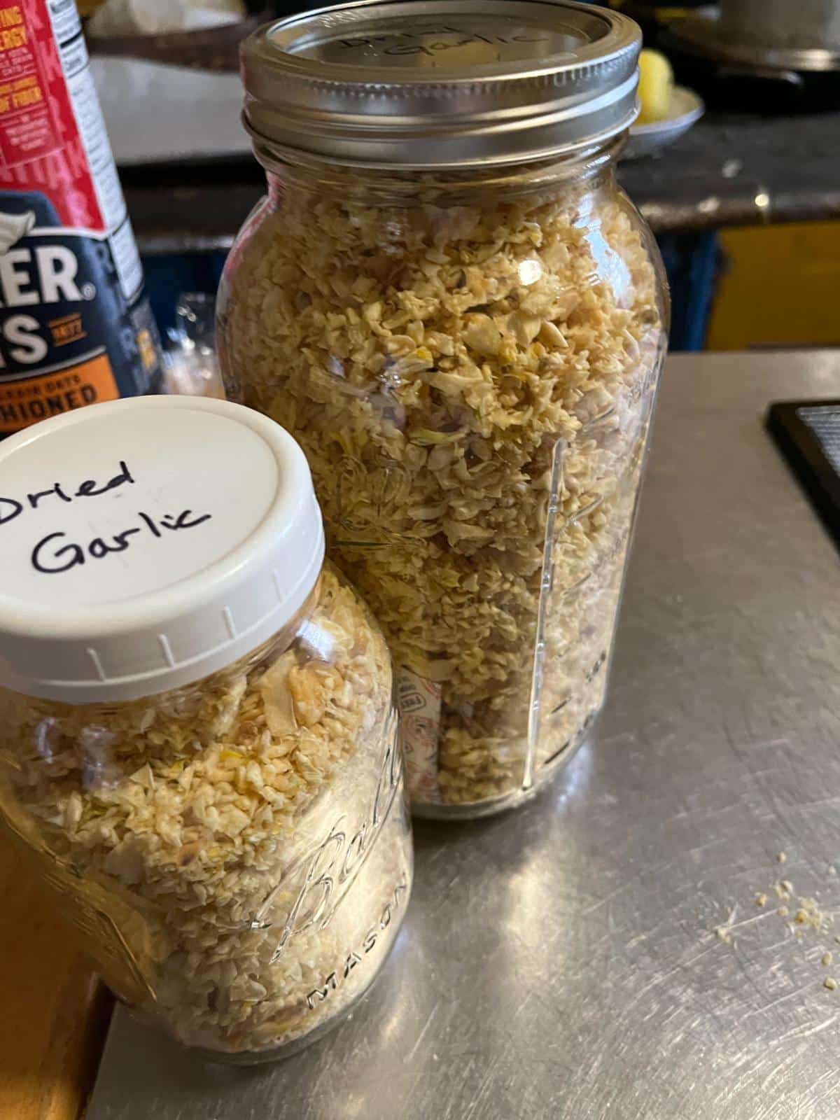 Dried chopped homemade garlic