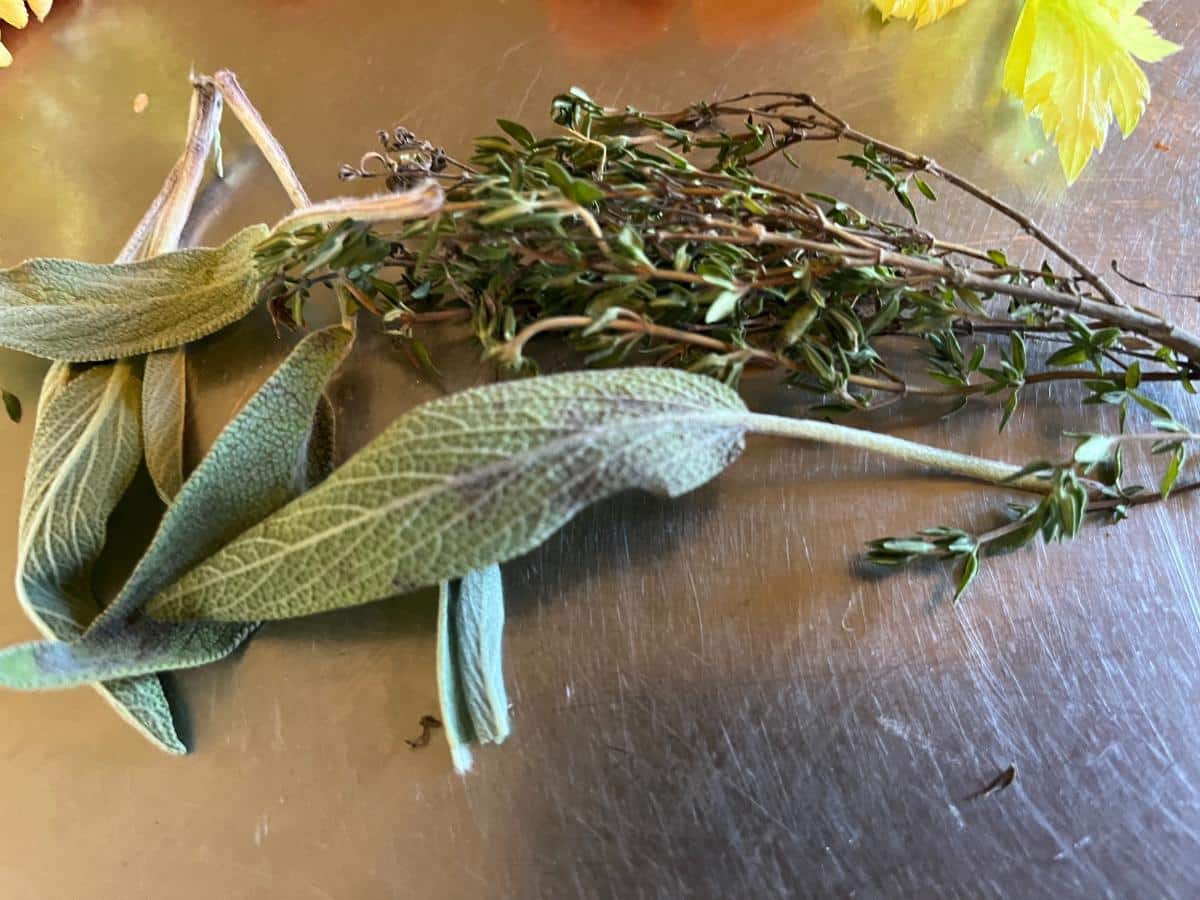 herbs ready for the broth scrap bag