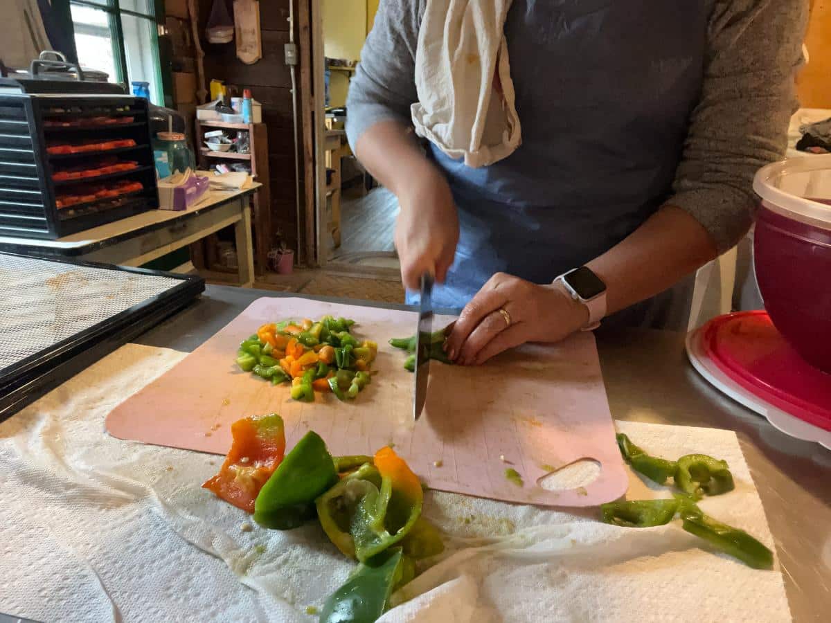 Prepping peppers for dehydrating
