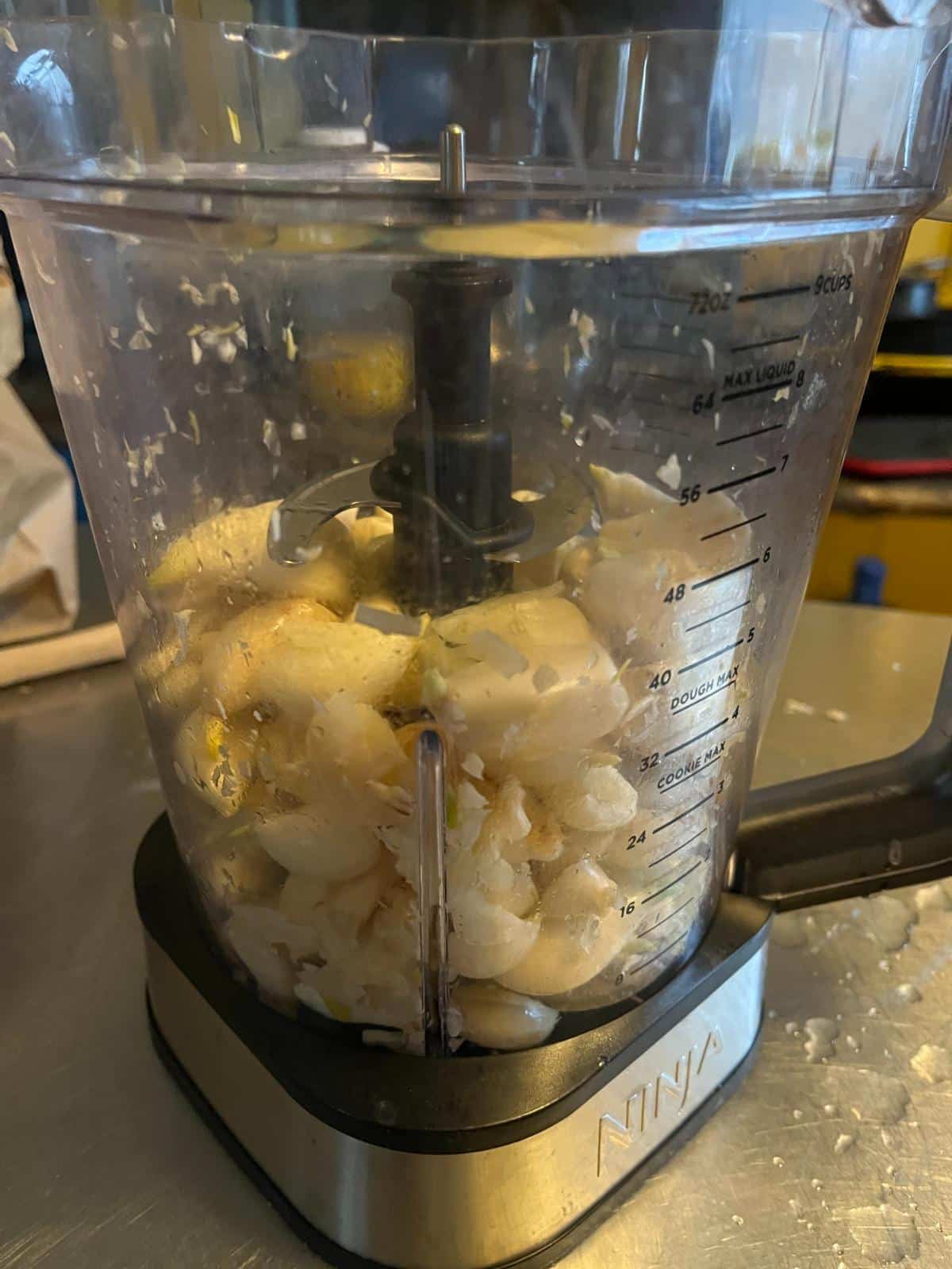 Garlic in a blender for chopping