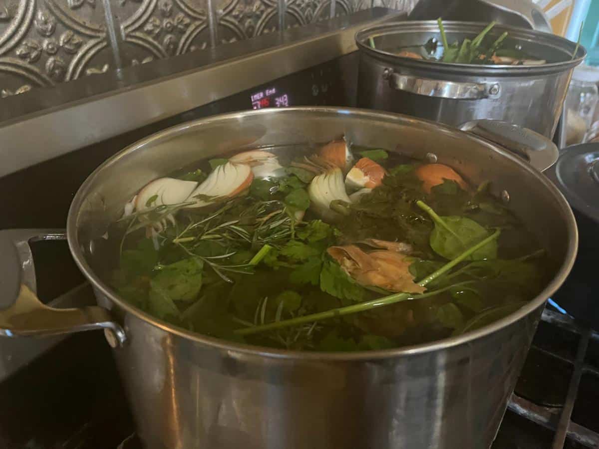 Vegetable Stock boiling on the stove