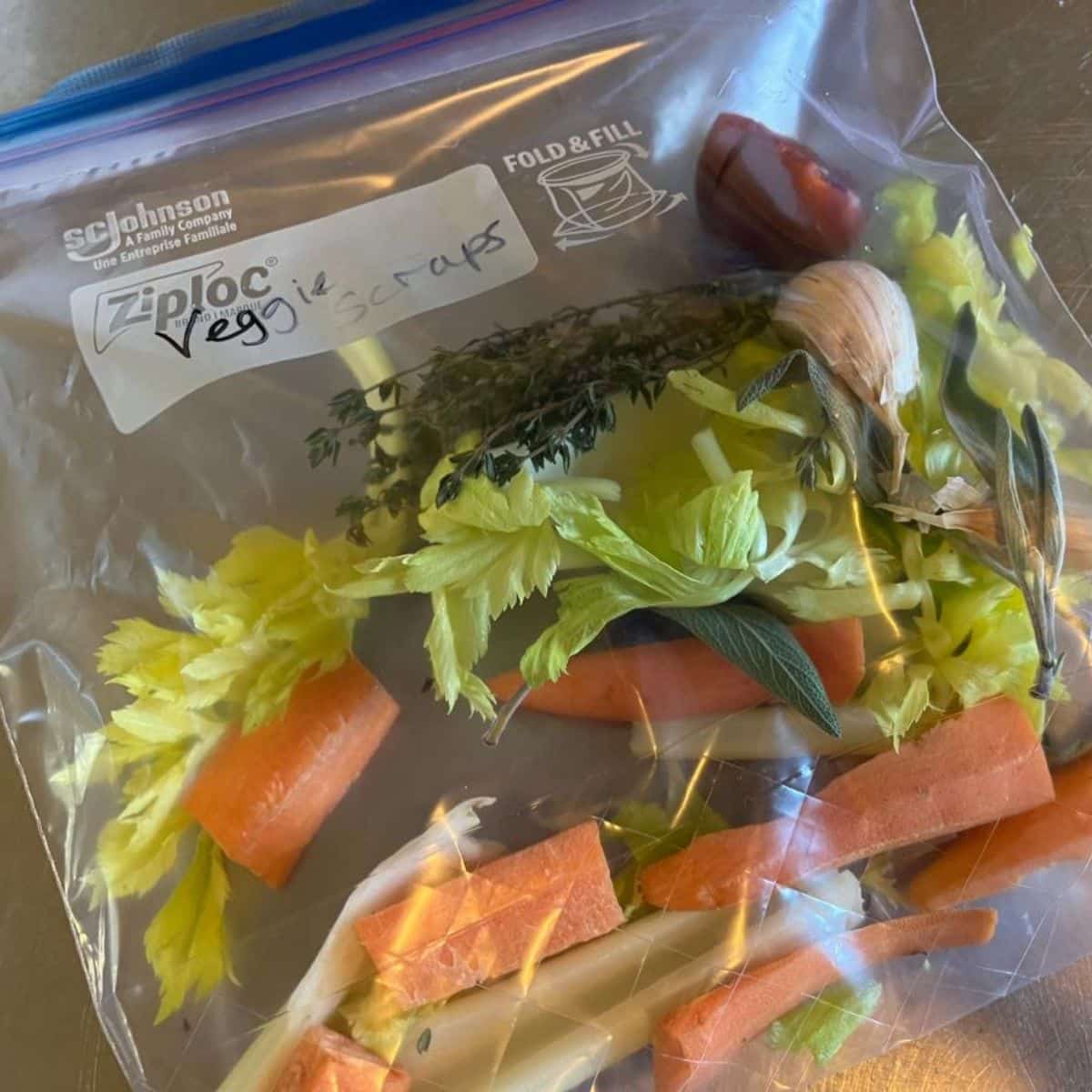 Veggie Scrap Bag for Broth and Stock