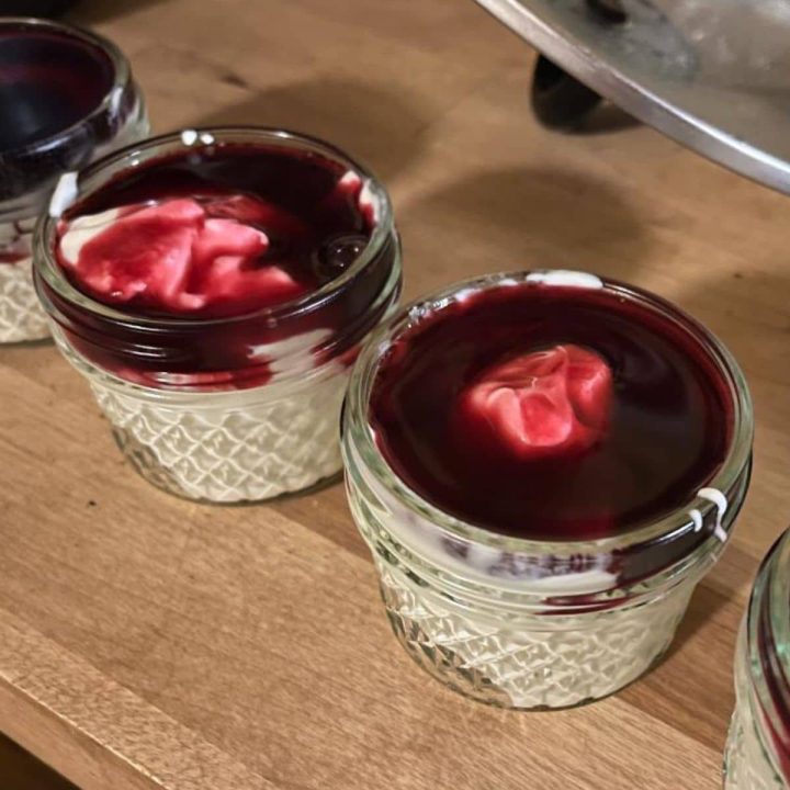 Delicious homemade yogurt with fruit flavorings.