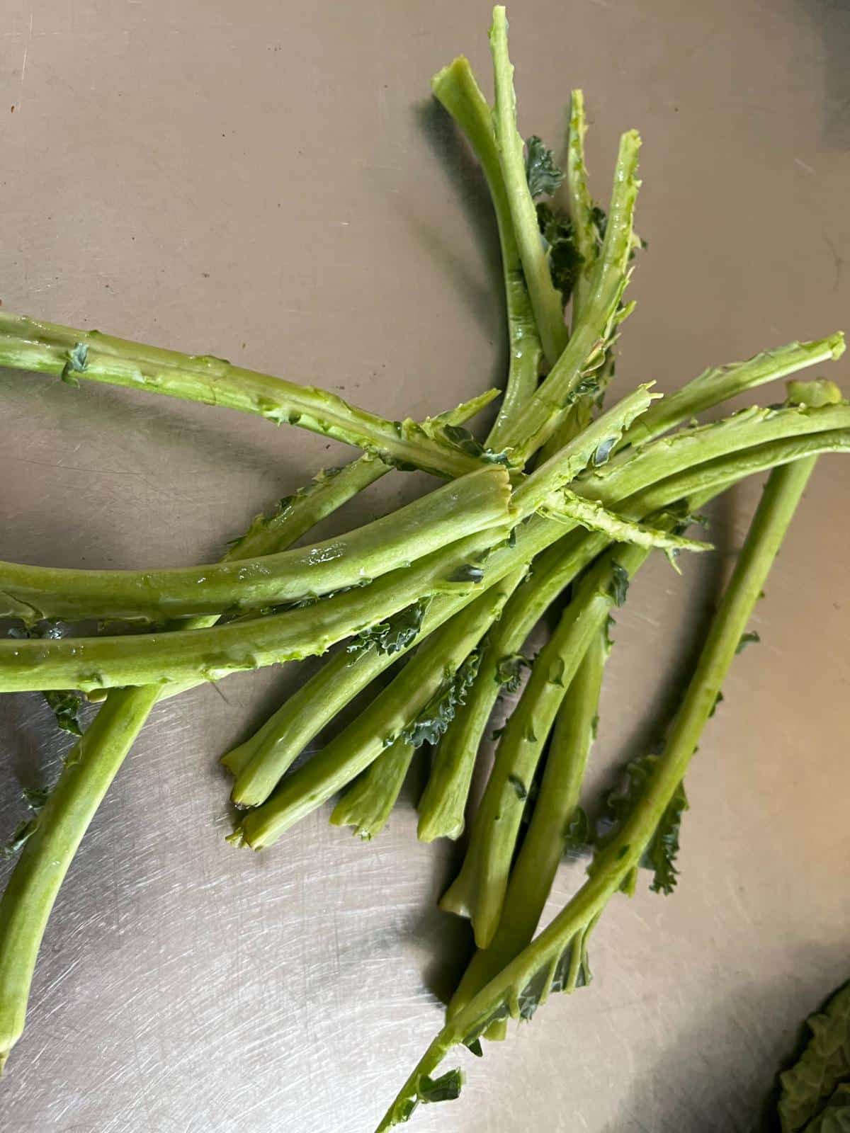 Stripped kale stalks