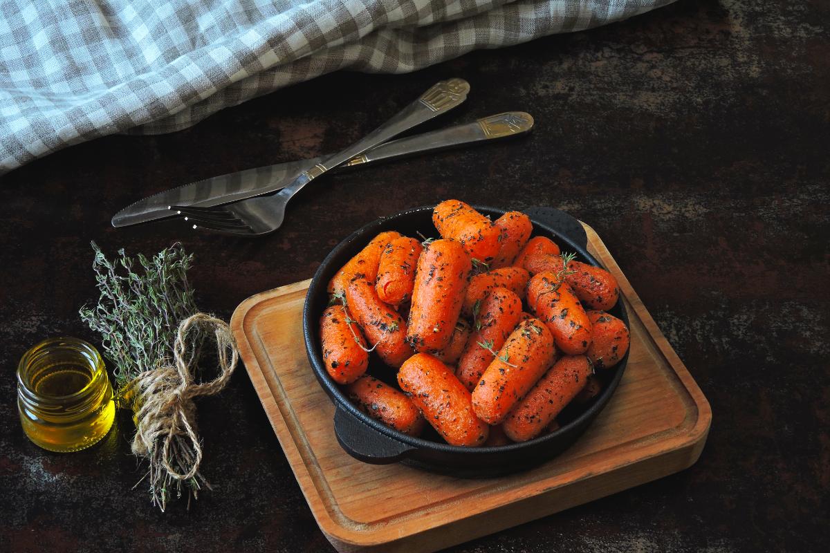 Baby carrots prepared for eating