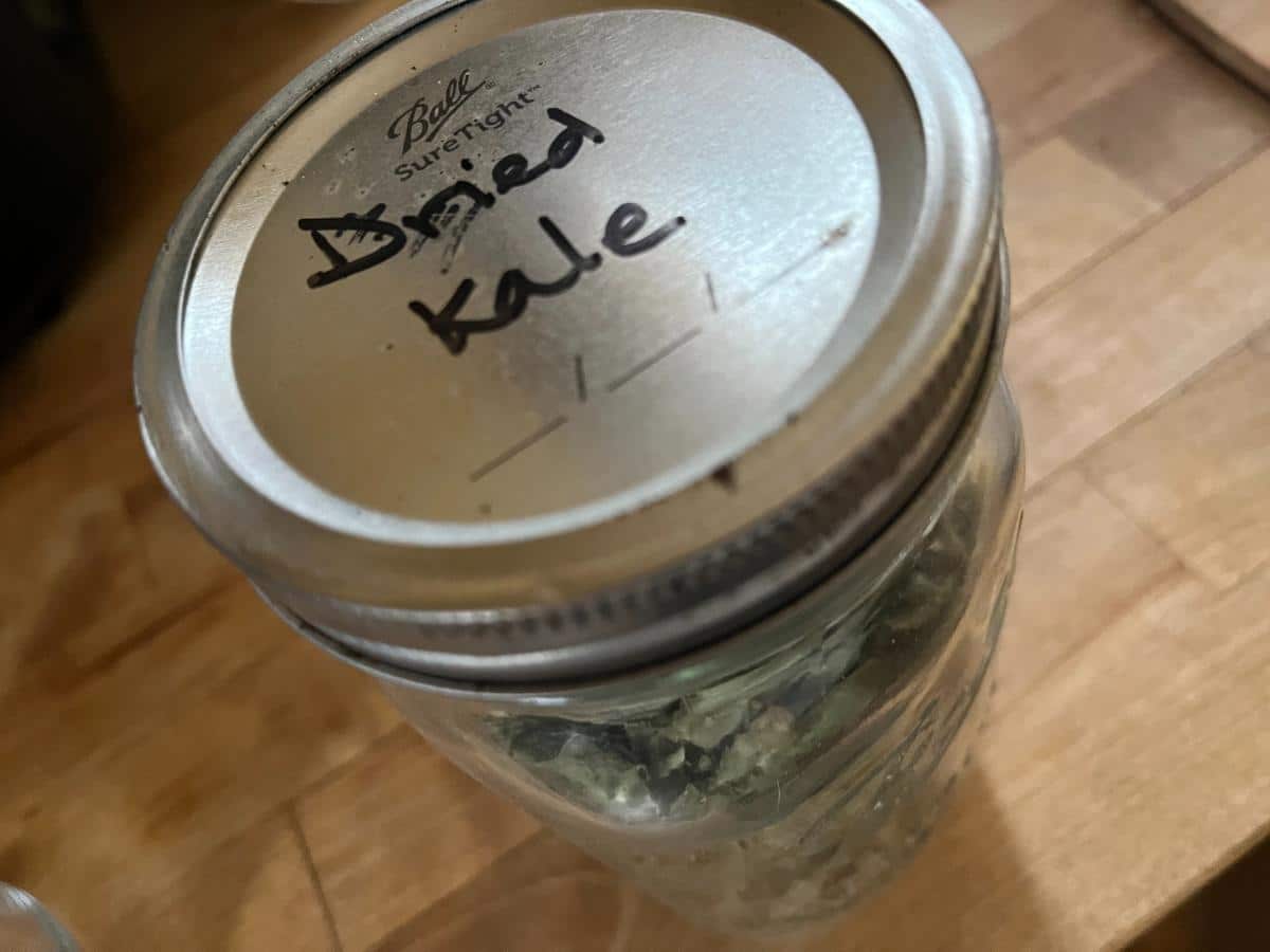 A jar of dried kale